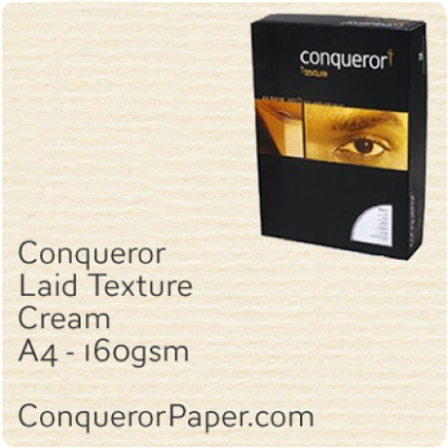 PAPER - Laid.97124C, TINT:Cream, FINISH:Laid, PAPER:160gsm, SIZE:A4-210x297mm, QTY:150Sheets, WATERMARK:No